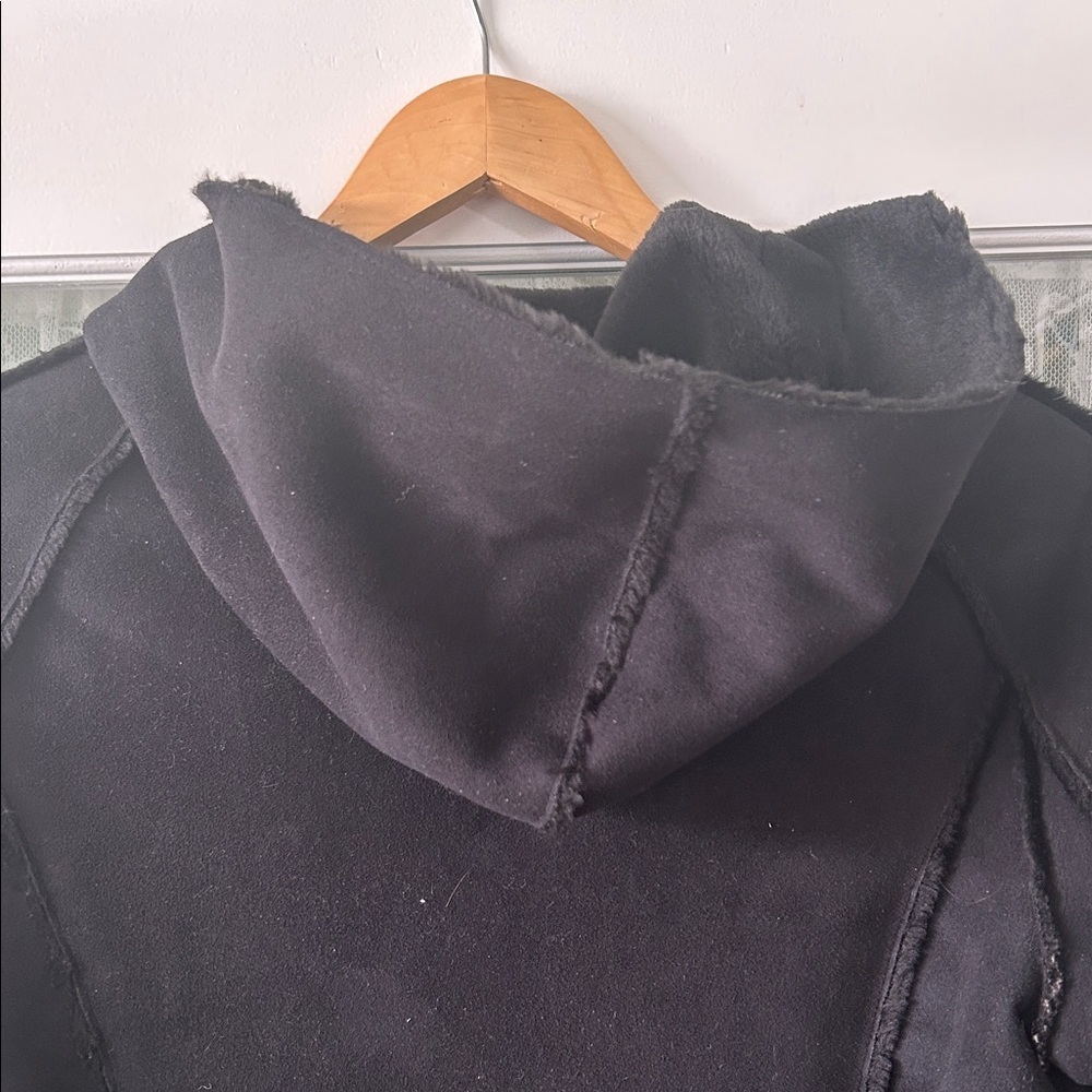 BEBE FULL LENGTH HOODED SUEDE COAT - Picture 5 of 6